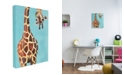 Stupell Industries Curious Upside Down Giraffe Chewing Leaves on Blue Background Stretched Canvas Wall Art Collection by Coco de Paris